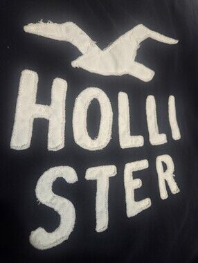 Hollister Signature Seagull Icon Long Sleeve Navy Blue EmbroideredTee Sz Medium